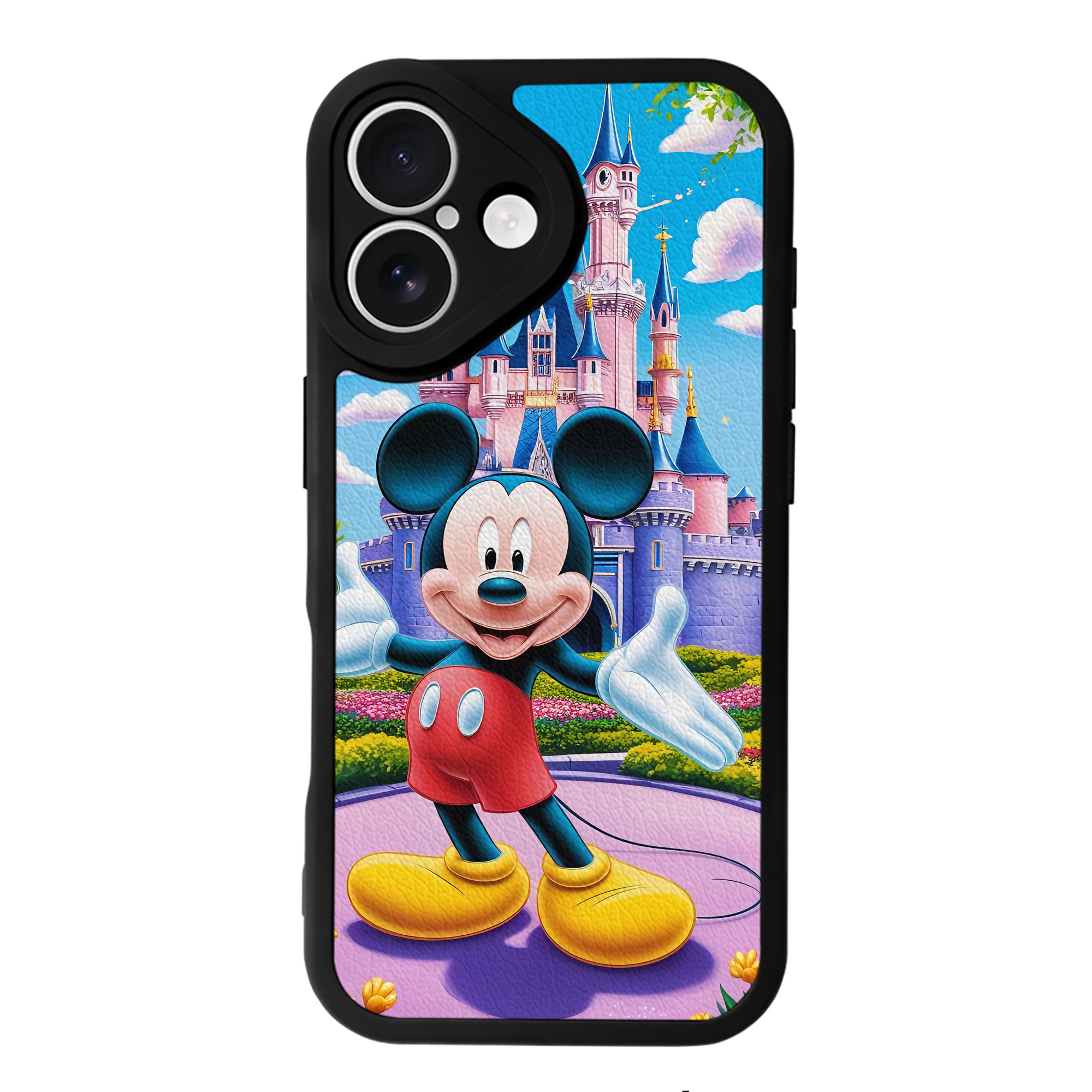 （画像用） ミッキーマウス Mickey Mouse 【iPhone 16シリーズ対応】シリコンスマホケース（レザー調） 材質：シリコン